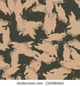 Field camouflage of various shades of green, brown and beige colors. It is a colorful seamless pattern that can be used as a camo print for clothing and background and backdrop or computer wallpaper