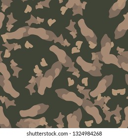 Field camouflage of various shades of green, brown and beige colors. It is a colorful seamless pattern that can be used as a camo print for clothing and background and backdrop or computer wallpaper