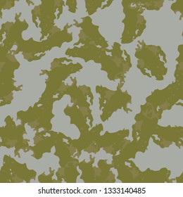 Field camouflage of various shades of green and gray colors. It is a colorful seamless pattern that can be used as a camo print for clothing and background and backdrop or computer wallpaper