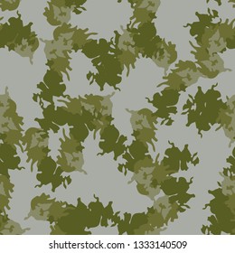 Field camouflage of various shades of green and gray colors. It is a colorful seamless pattern that can be used as a camo print for clothing and background and backdrop or computer wallpaper