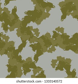 Field camouflage of various shades of green and gray colors. It is a colorful seamless pattern that can be used as a camo print for clothing and background and backdrop or computer wallpaper
