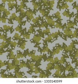 Field camouflage of various shades of green and gray colors. It is a colorful seamless pattern that can be used as a camo print for clothing and background and backdrop or computer wallpaper