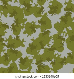Field camouflage of various shades of green and gray colors. It is a colorful seamless pattern that can be used as a camo print for clothing and background and backdrop or computer wallpaper