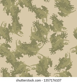 Field camouflage of various shades of green and beige colors. It is a colorful seamless pattern that can be used as a camo print for clothing and background and backdrop or computer wallpaper