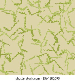 Field camouflage of various shades of green and beige colors. It is a colorful seamless pattern that can be used as a camo print for clothing and background and backdrop or computer wallpaper