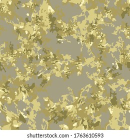 Field camouflage of various shades of grey, yellow and green colors. It is a colorful seamless pattern that can be used as a camo print for clothing and background and backdrop or computer wallpaper