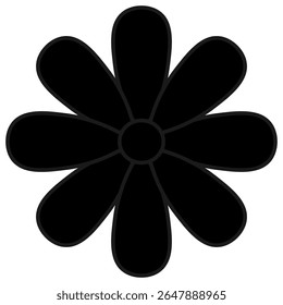 Camomila de campo. Silhueta. Flor selvagem com pétalas ovais em torno do núcleo. Ilustração vetorial. Fundo branco isolado. Estilo de desenho animado. Ideia para web design.