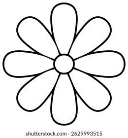 Camomila de campo. Esboço. Flor selvagem com pétalas ovais em torno do núcleo. Ilustração vetorial. Contorno em um plano de fundo branco isolado. Estilo Doodle. Livro de colorir para crianças. Ideia para web design.