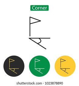 Field corner flag, marker line. Sport accessories collection for info graphics, websites and print media. Vector illustration in line style. Editable stroke.