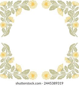 Field Daisy Art Nouveau Circular Border