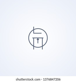 Field effect transistor (FET) with "N", vector best gray line symbol on white background, EPS 10