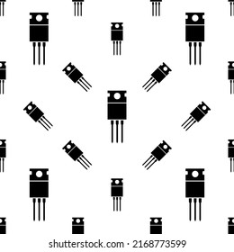 Field Effect Transistor Icon Seamless Pattern, Power Transistor Icon Vector Art Illustration