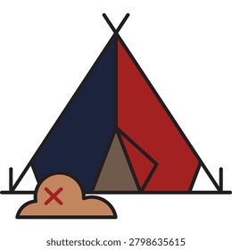 Field expedition camp tent icon