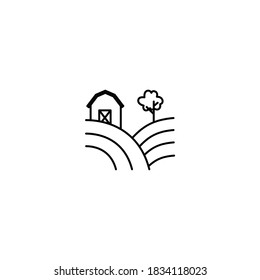 Field farm icon. Farm and agriculture icon. Simple, flat, black, outline.