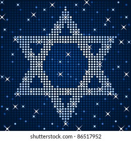 A field of flashing lights forms a star of david