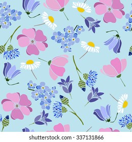 Field flowers hand drawn background