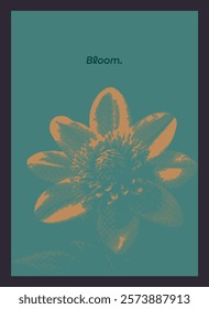 Field Flowers with Retro Photocopy Halftone Effect. Vintage Dotted Grunge Texture Ideal for Posters, Cards, T-Shirts, and Sweatshirts. Y2K Aesthetic flower Design in Trendy Vintage Colors.