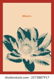 Field Flowers with Retro Photocopy Halftone Effect. Vintage Dotted Grunge Texture Ideal for Posters, Cards, T-Shirts, and Sweatshirts. Y2K Aesthetic flower Design in Trendy Vintage Colors.