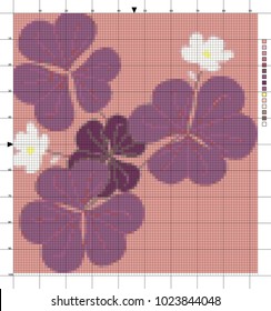 Field flowers. The scheme of cross-stitch. Elements for creativity and needlework.