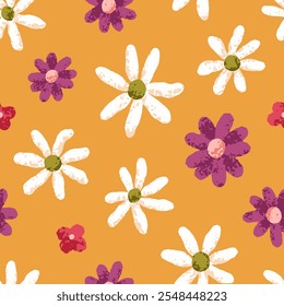 Flores de campo, patrón sin fisuras. Textura natural floral, diseño de verano. Brotes de prado, fondo botánico interminable, impresión repetible para tela, Fondo de pantalla, envoltura, decoración. Ilustración vectorial plana