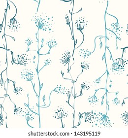 Field flowers seamless pattern. Summer vector texture.
