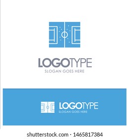 Field, Football, Game, Pitch, Soccer Blue Solid Logo with place for tagline. Vector Icon Template background
