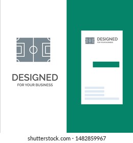 Field, Football, Game, Pitch, Soccer Grey Logo Design and Business Card Template