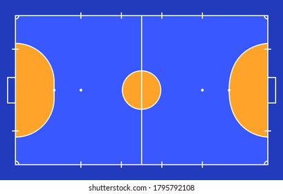 Field for futsal. Orange Outline of lines futsal field Vector illustration. Vector illustration