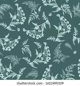 Field grasses and leaves, seamless vector illustration