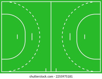 field for handball. outline of lines handball field. green field for handball. vector illustration.