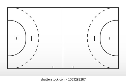 Field for handball. Outline of lines handball field. Vector illustration.