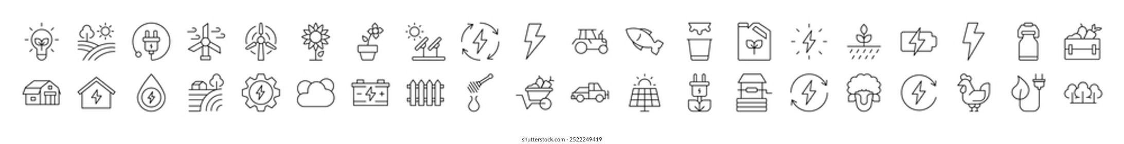 Field, Harvest, Farm, Agriculture Related Line Icon Collection. Editable Stroke. Perfect for Infographics, Articles, Books, Flyers, Banners
