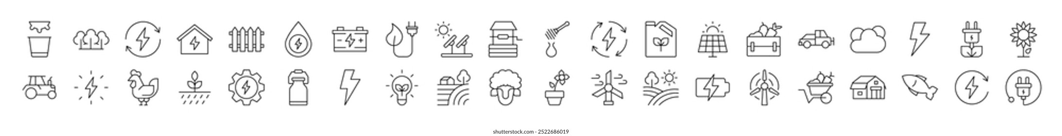 Field, Harvest, Farm, Agriculture Related Image Collection. Editable Stroke. Perfect for Infographics, Articles, Books, Flyers, Banners