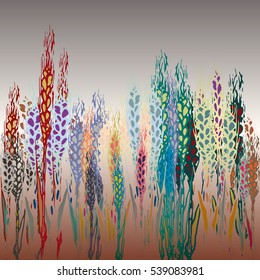 Field harvest of spikelets on the gradient background.