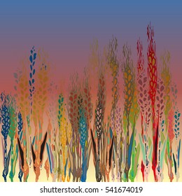 Field harvest of spikelets on the gradient background.