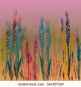 Field harvest of spikelets on the gradient background.