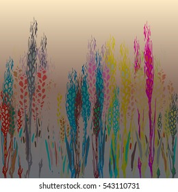 Field harvest of spikelets on the gradient background.