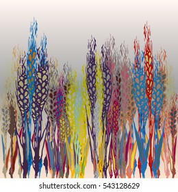 Field harvest of spikelets on the gradient background.