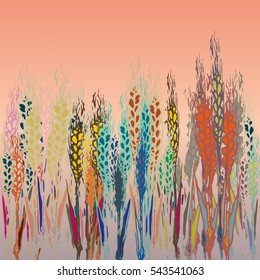 Field harvest of spikelets on the gradient background.
