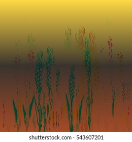 Field harvest of spikelets on the gradient background.