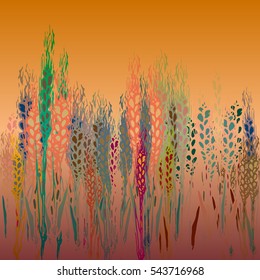 Field harvest of spikelets on the gradient background.