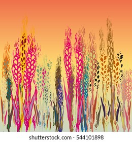 Field harvest of spikelets on the gradient background.