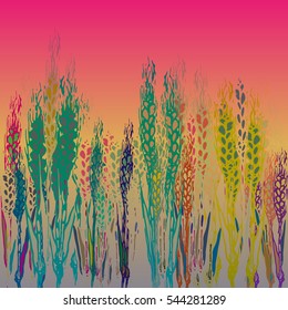Field harvest of spikelets on the gradient background.