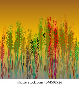 Field harvest of spikelets on the gradient background.