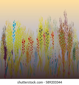 Field harvest of spikelets on the gradient background.