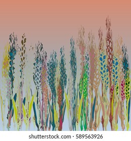 Field harvest of spikelets on the gradient background.