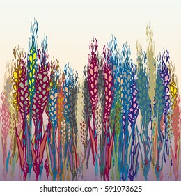 Field harvest of spikelets on the gradient background.