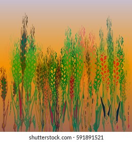 Field harvest of spikelets on the gradient background.