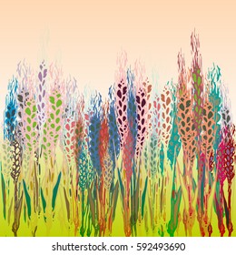 Field harvest of spikelets on the gradient background.