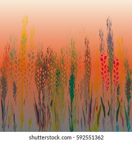 Field harvest of spikelets on the gradient background.